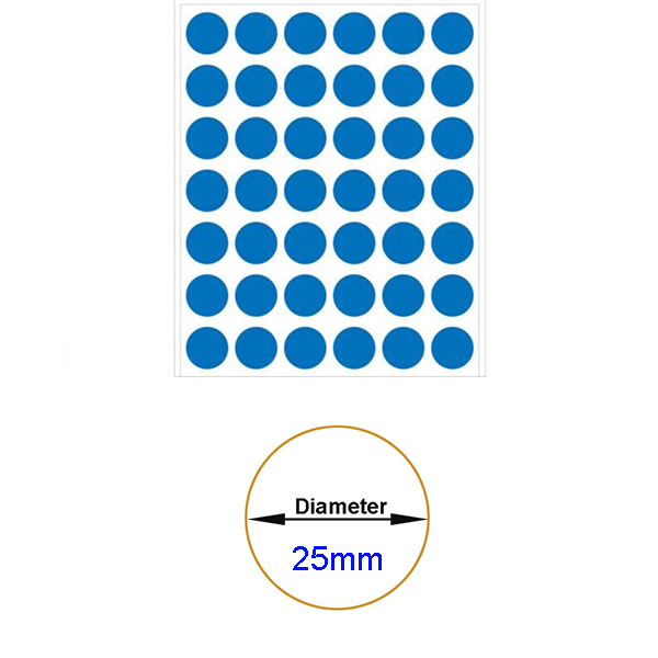 Blue Self-Adhesive Sticker Label Diameter 25mm