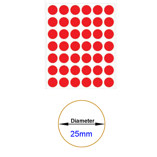 Red Self-Adhesive Sticker Label Diameter 25mm