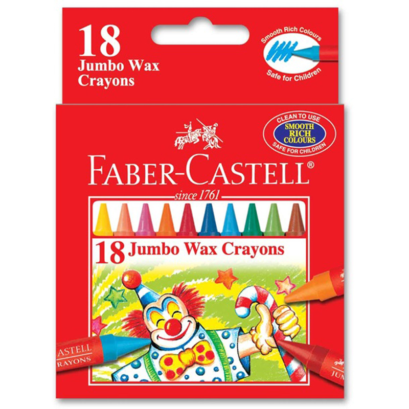 Faber Castell 1225 18 Colour Jumbo Wax Crayon