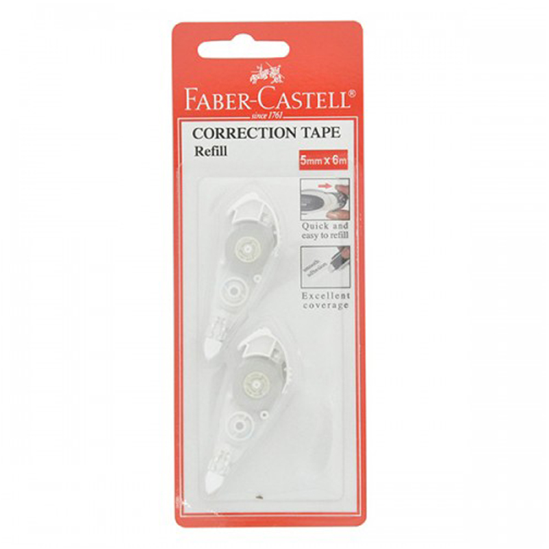 Faber-Castell 5mmx6m Correction Tape Refill X 2