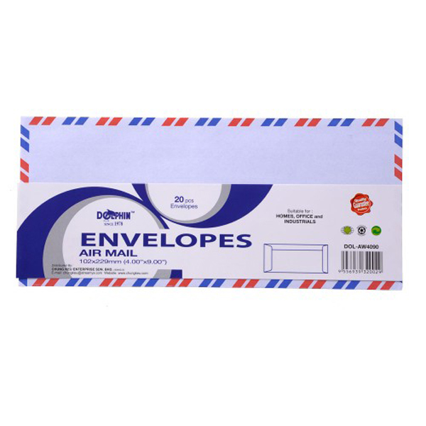 Dolphin AW6344 Airmail Envelope 6.38"x4.5" 20pcs