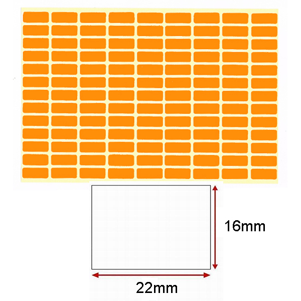 Orange Self-Adhesive Sticker Label (16mmx22mm)