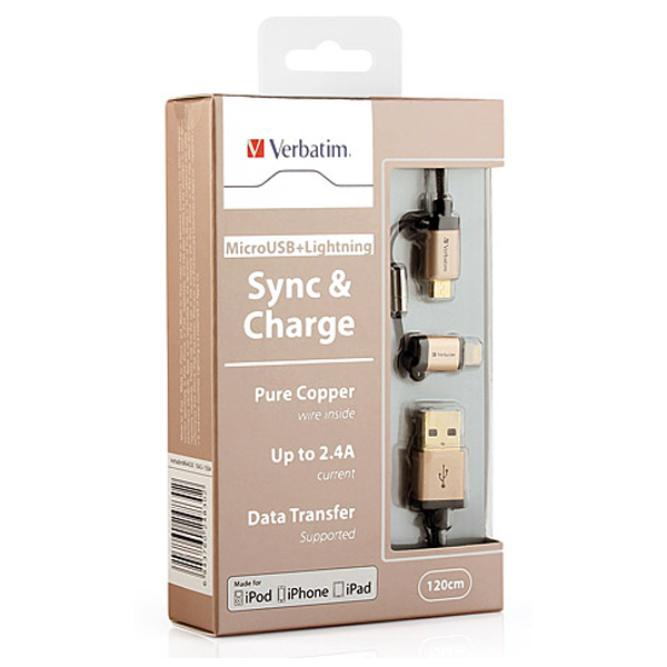 Verbatim Micro USB+Lightning Sync & Charge for iPhone iPad iPod