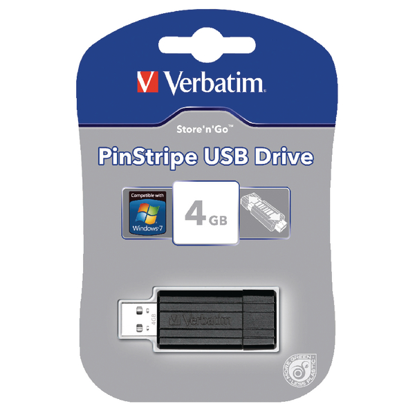 Verbatim PinStripe USB Drive 4gb Black Pendrive