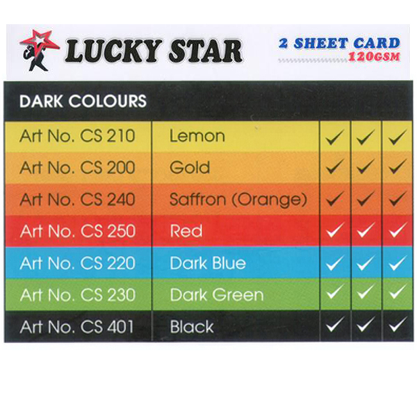2 Sheet Card Deep Color 120g (A4) 100\'s Lucky Star