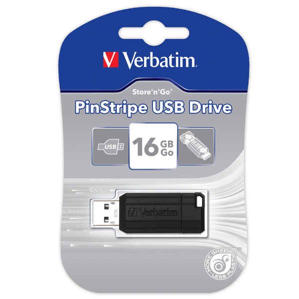 Verbatim PinStripe USB Driver 16gb Black Pendrive